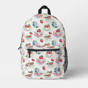 Vintages Erdbeermuster Teacup Blumenmuster Bedruckter Rucksack