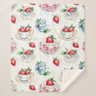 Vintages Erdbeermuster Teacup Blumenmuster Sherpadecke