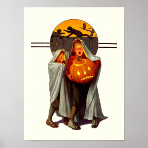 Vintages erschrockenes Halloween scherzt Plakat