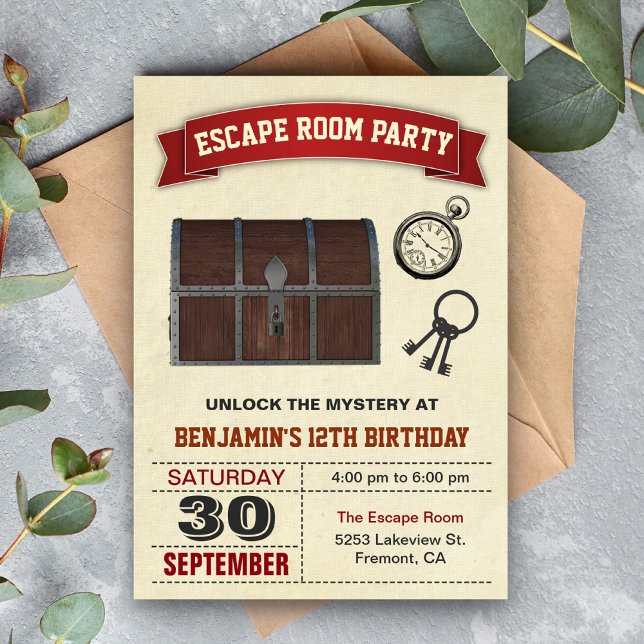 Vintages Escape Room Party Geburtstagseinladung Einladung (Von Creator hochgeladen)