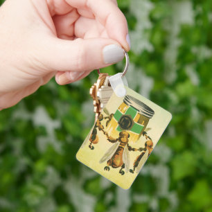 Vintages Essen, Bio Honigbienen, Tanzjar Schlüsselanhänger