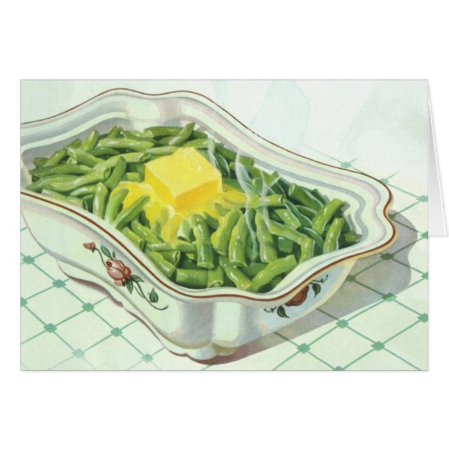 Vintages Essen, grüne Bean Casserole mit Butter (Vorderseite (Horizontal))