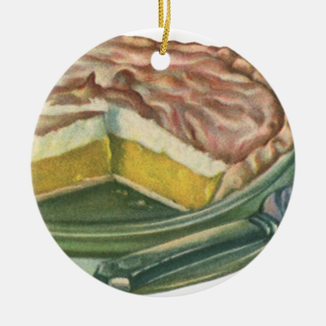 Vintages Essen, Lemon Meringue Pie Dessert Keramikornament (Vorne)
