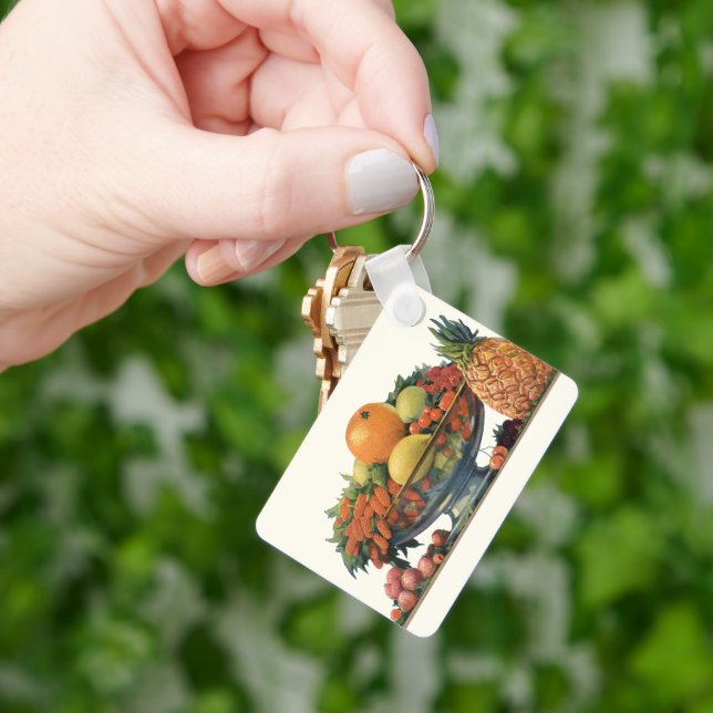 Vintages Essen, Obst in einer Schüssel Schlüsselanhänger (Hand)