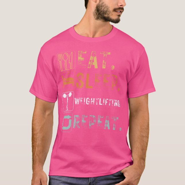 Vintages Essen Schlafen Gewicht Wiederholung Funny T-Shirt (Vorderseite)