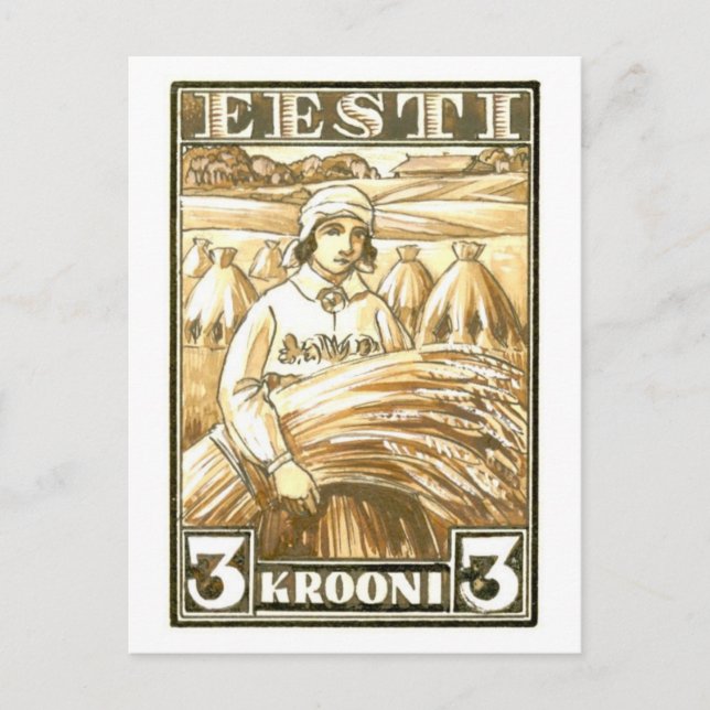 Vintages Estland Briefmarke Design Postkarte (Vorderseite)