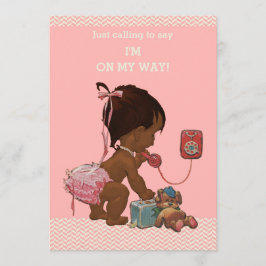 Vintages Ethnic Baby on Phone Baby Dusche Chevrons Einladung