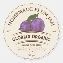 Vintages Etikett für Pflaumenfrucht