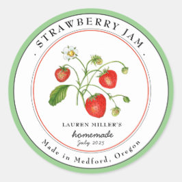 Vintages Etikett für Strawberry Jam Jar Canning Runder Aufkleber