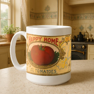 Vintages Etikett für Tomatenkonserven 1920 Kaffeetasse