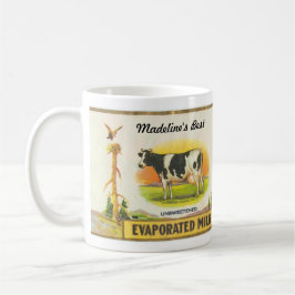Vintages Etikett Holsteinkuh verdampfte Milch Kaffeetasse