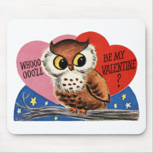 Vintages Eule Valentine Mousepad