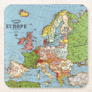 Vintages Europa - 20. Jahrhundert - Allgemeine Kar Rechteckiger Pappuntersetzer