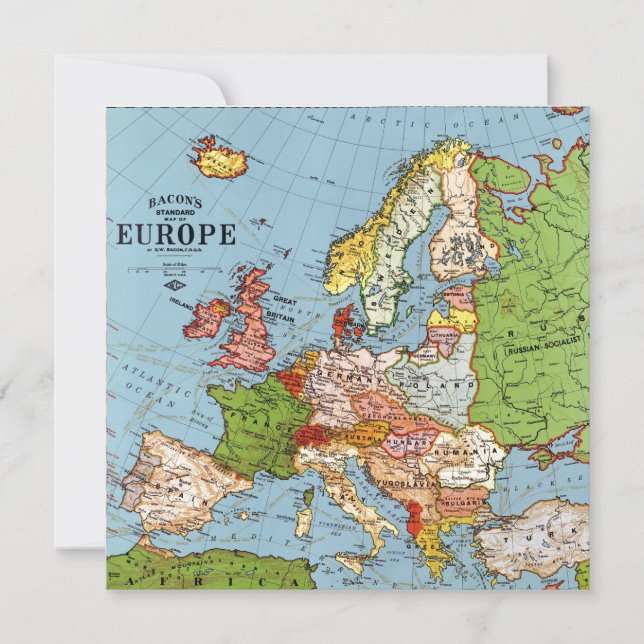 Vintages Europa 20. Jahrhundert - Allgemeine Karte (Vorderseite)