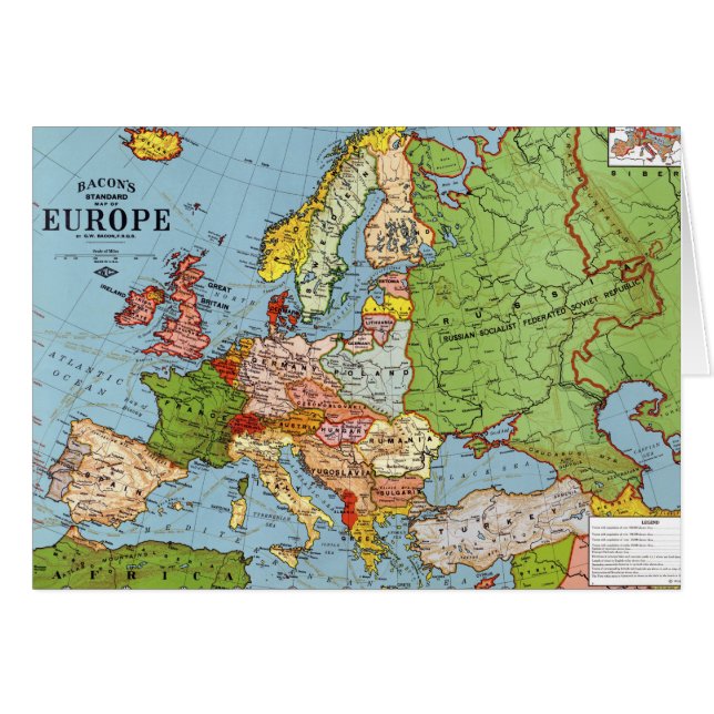 Vintages Europa 20. Jahrhundert - Allgemeine Karte (Vorderseite (Horizontal))