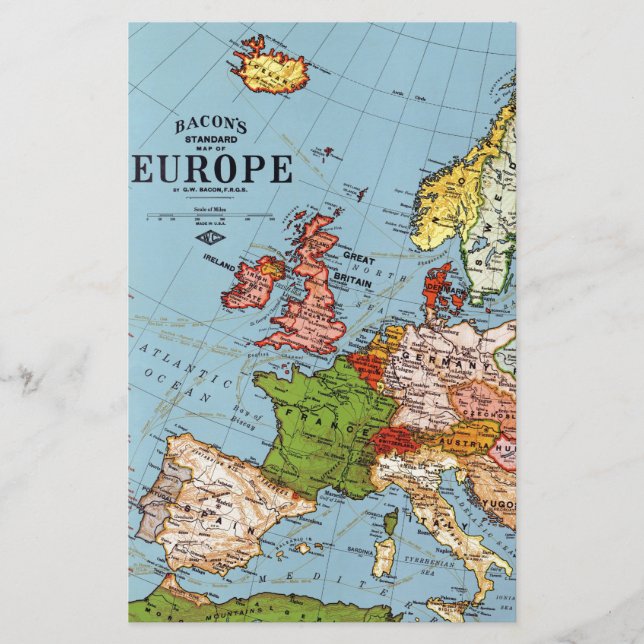 Vintages Europa 20. Jahrhundert - Allgemeine Karte (Vorderseite)