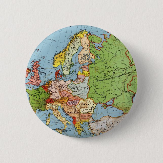 Vintages Europa 20. Jahrhundert - Allgemeine Karte Button (Vorderseite)