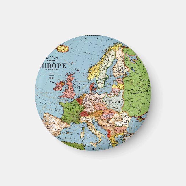 Vintages Europa 20. Jahrhundert - Allgemeine Karte Magnet (Vorne)