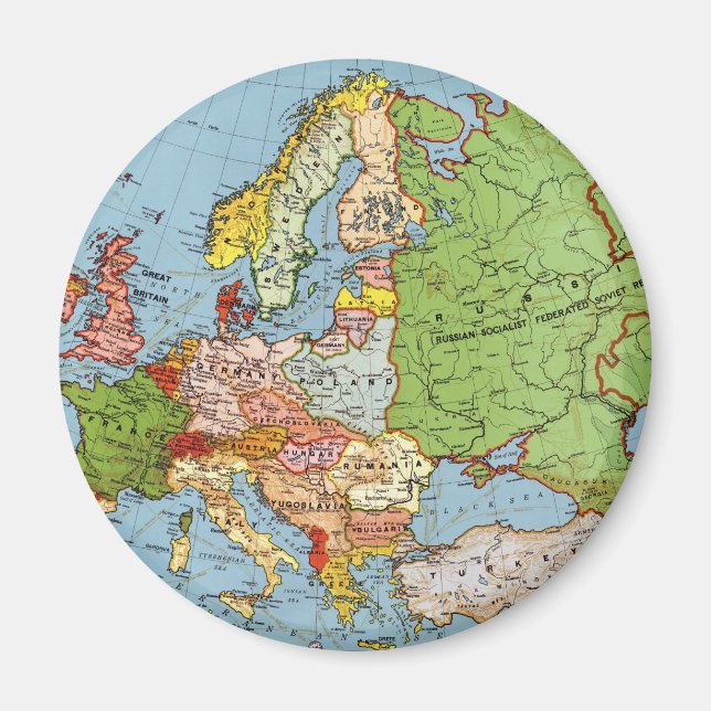 Vintages Europa 20. Jahrhundert - Allgemeine Karte Magnet (Vorne)