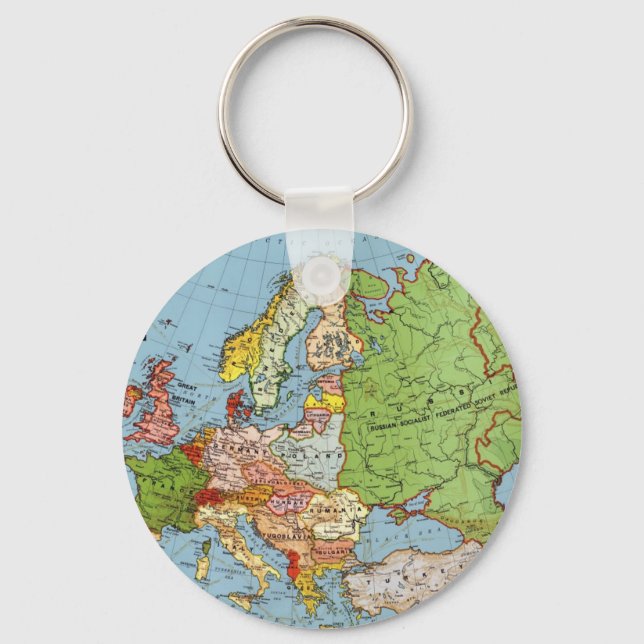 Vintages Europa 20. Jahrhundert - Allgemeine Karte Schlüsselanhänger (Vorderseite)