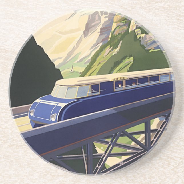 Vintages Europa Bahnreisen Getränkeuntersetzer (Vorne)