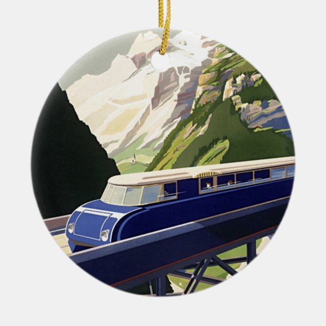 Vintages Europa Bahnreisen Keramik Ornament (Vorne)