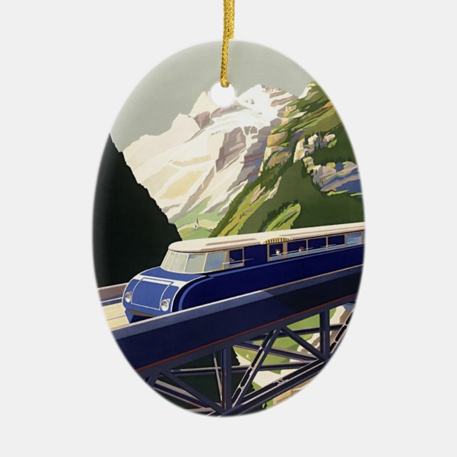 Vintages Europa Bahnreisen Keramikornament (Vorne)