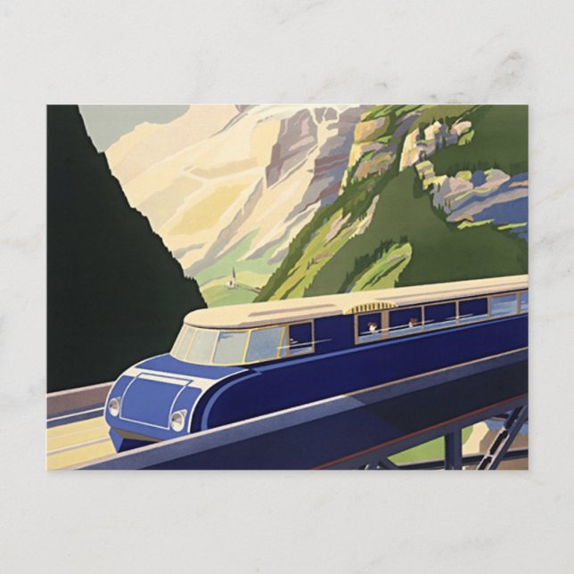 Vintages Europa Bahnreisen Postkarte (Vorderseite)