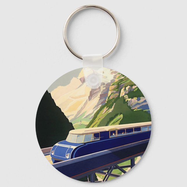 Vintages Europa Bahnreisen Schlüsselanhänger (Vorderseite)
