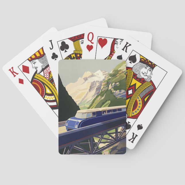 Vintages Europa Bahnreisen Spielkarten (Rückseite)