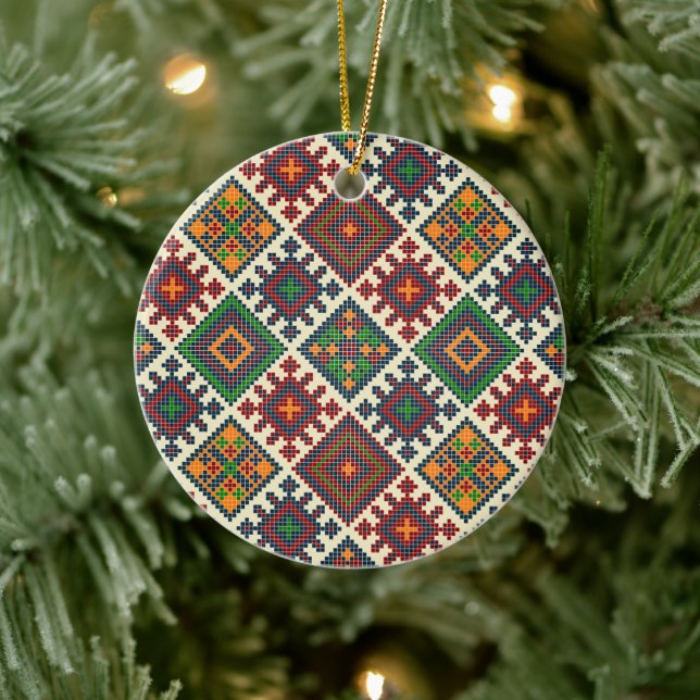 Vintages europäisches Stickereimuster Abstrakt Keramik Ornament (Baum)