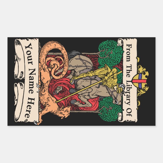 Vintages Ex-Libris-Label-Template Rechteckiger Aufkleber (Vorderseite)