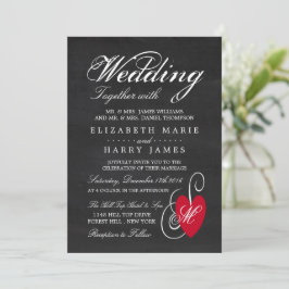 Vintages Extravagantes Herz - Chalkboard Wedding Einladung