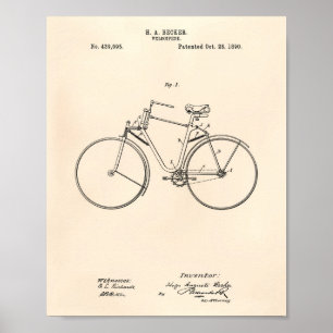Vintages Fahrrad 1890 Patentart - Alter Peper Poster