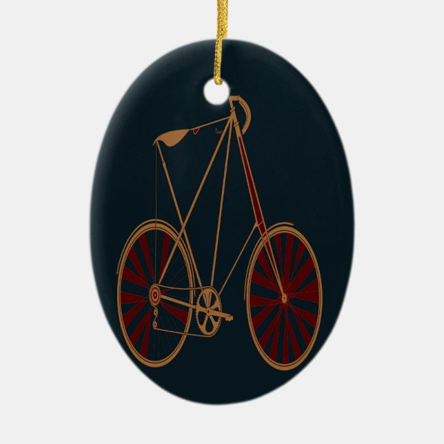 Vintages Fahrrad-alte Schulblaues Rot-Fahrrad Keramikornament (Vorne)