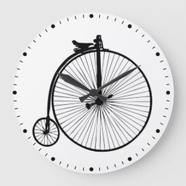 Vintages Fahrrad des schwarzen Pennyfarthings Große Wanduhr