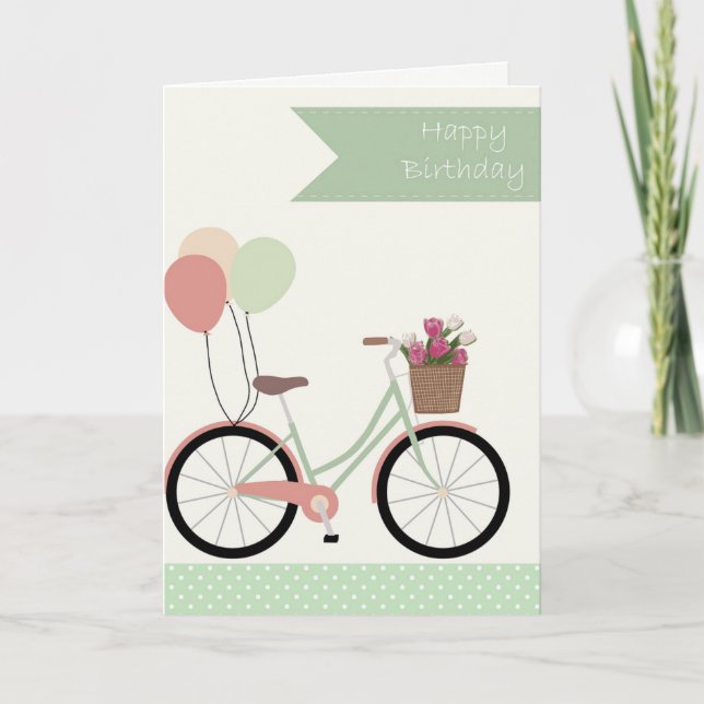 Vintages Fahrrad Happy Birthday wünscht Karte (Vorderseite)