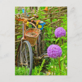 Vintages Fahrrad im Garten Postkarte