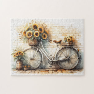 Vintages Fahrrad mit Aquarellblumen