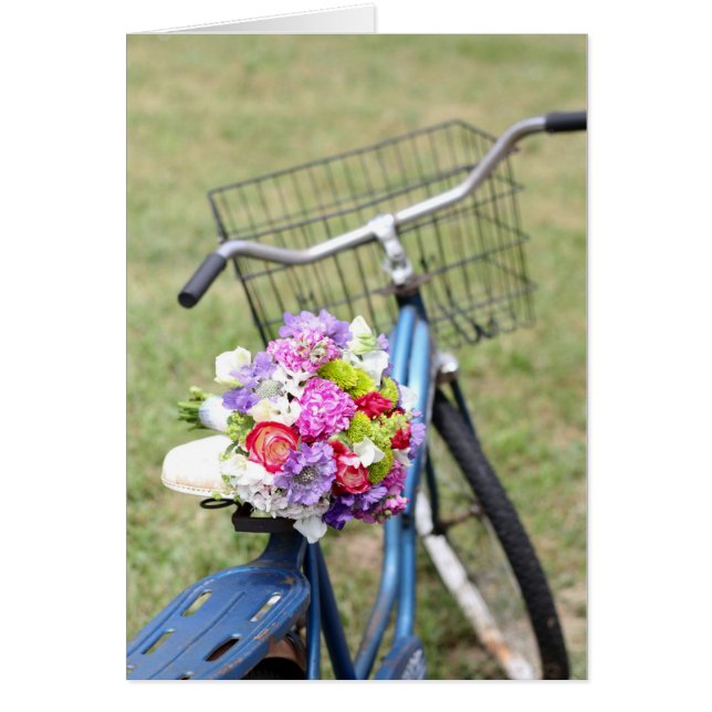Vintages Fahrrad mit Blume-Karte (Vorne)