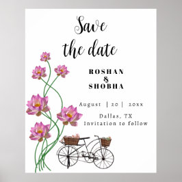 Vintages Fahrrad mit Blume Poster