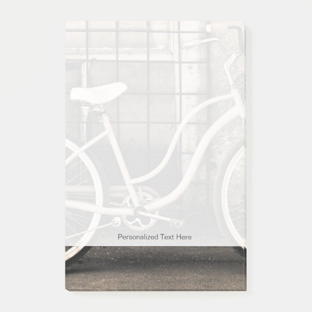 Vintages Fahrrad mit Korb Post-it Klebezettel (Vorderseite)