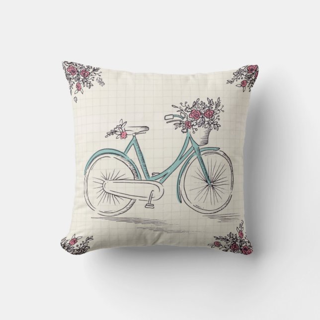 Vintages Fahrrad-Polyesterthrow-Kissen Kissen (Vorderseite)
