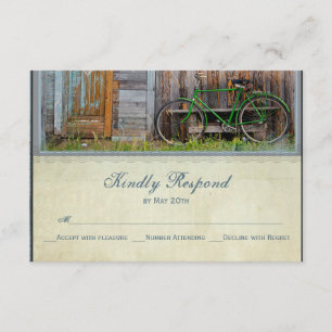 Vintages Fahrrad Rustikale Hochzeitskarte RSVP Karte