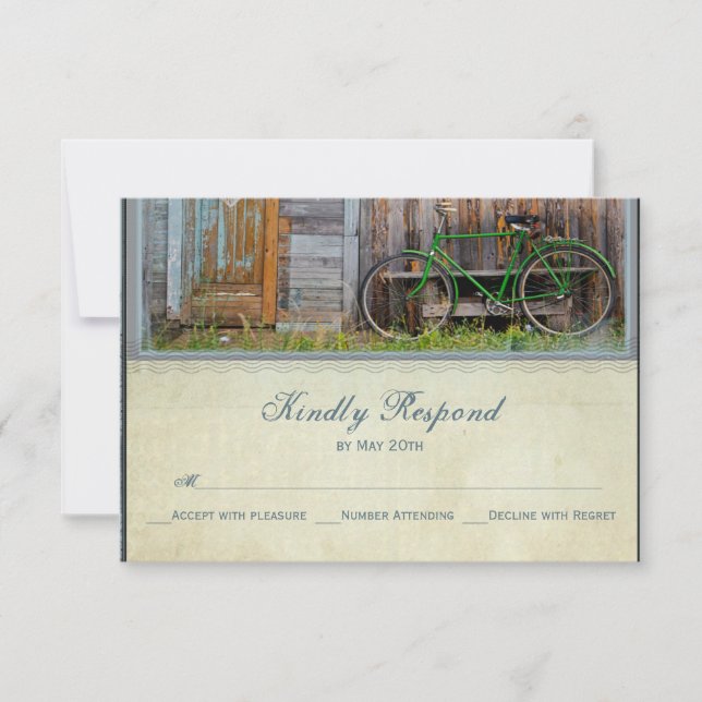 Vintages Fahrrad Rustikale Hochzeitskarte RSVP Karte (Vorderseite)