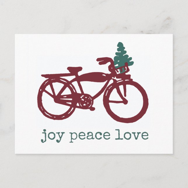 Vintages Fahrrad und Weihnachtsbaumdesign Postkarte (Vorderseite)