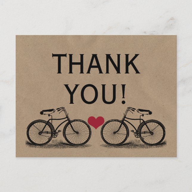 Vintages Fahrrad Vielen Dank Hochzeitskarten Postkarte (Vorderseite)