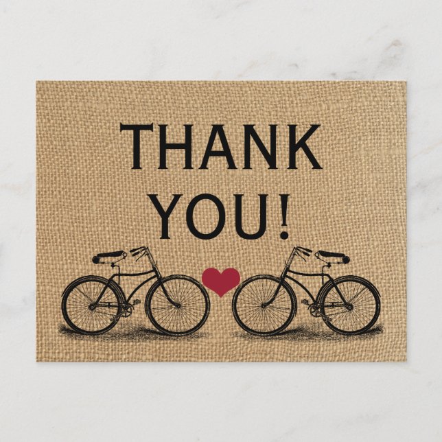 Vintages Fahrrad Vielen Dank Hochzeitskarten Postkarte (Vorderseite)