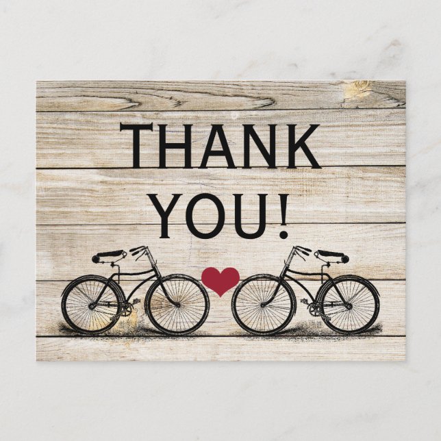 Vintages Fahrrad Vielen Dank Hochzeitskarten Postkarte (Vorderseite)