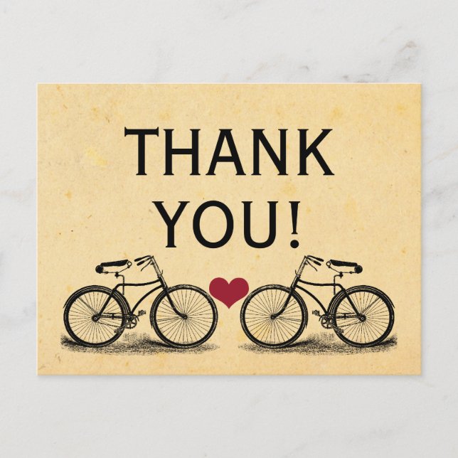 Vintages Fahrrad Vielen Dank Hochzeitskarten Postkarte (Vorderseite)